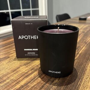 APOTHEKE Charcoal Rose Scented Soy Candle 10.5 oz Black Glass Jar NEW